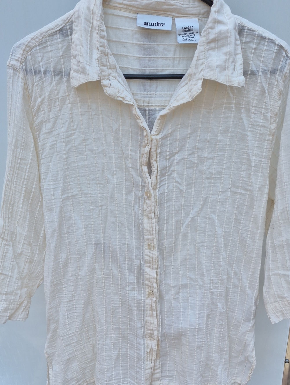 Vintage Units Lightweight Cream Button-Down Shirt for Women
